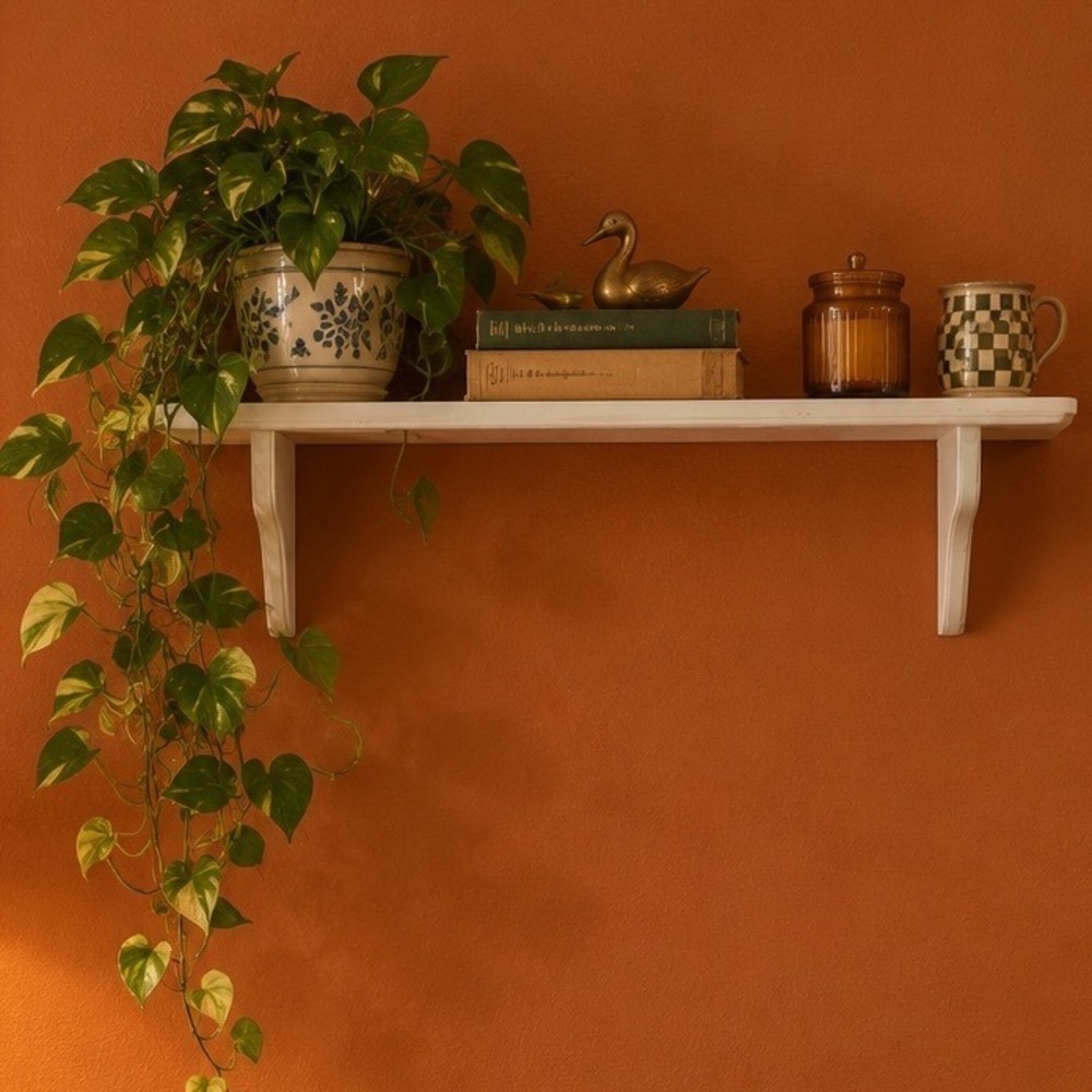 Vtg Wooden Wall Display Shelf Cottage Farmhouse Trinket 18" granny witch plant